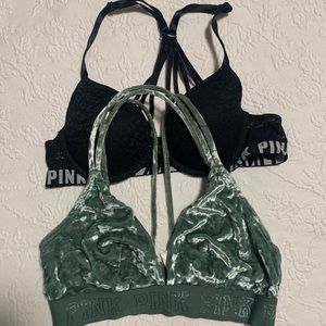 VS PINK bras velvet and leopard lace